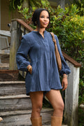 Linen romper, blue