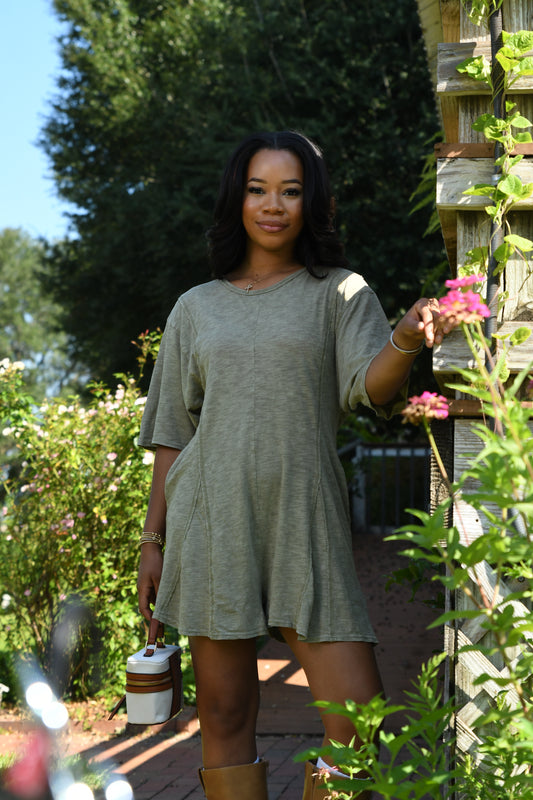 Mineral washed oversized romper
