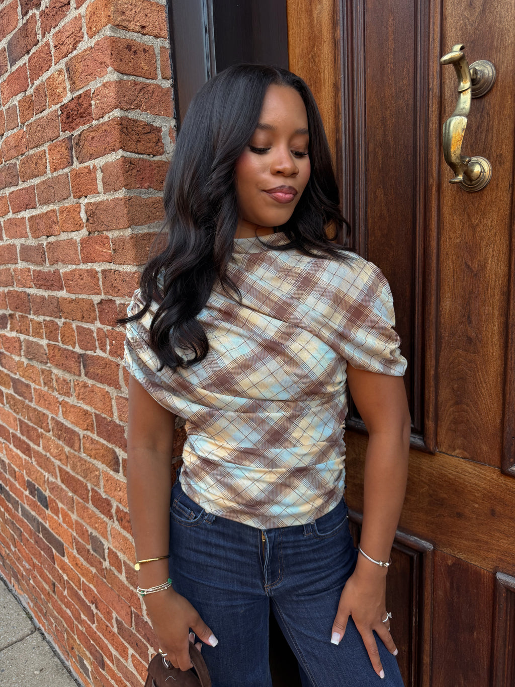 Plaid cape top