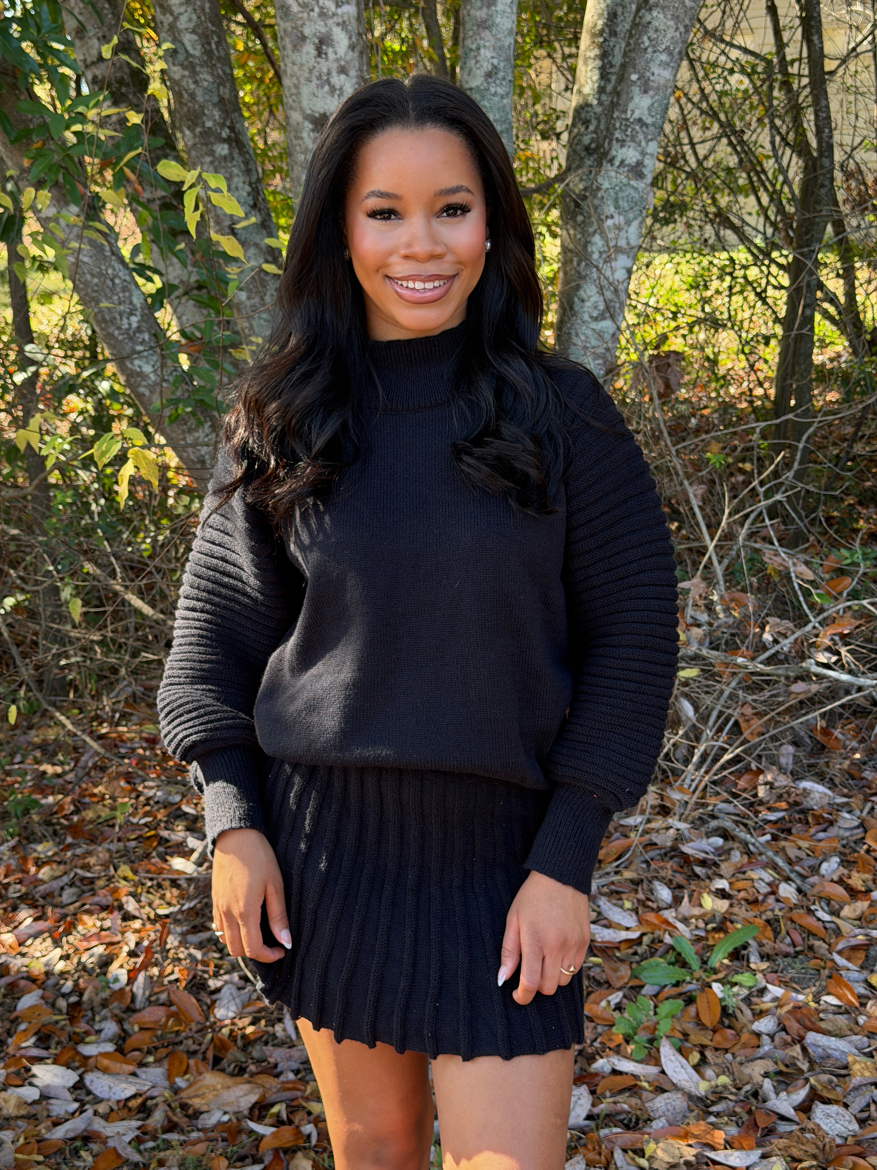 Black mini skirt set