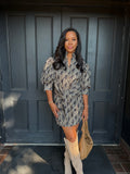Stripe sleeve mini dress