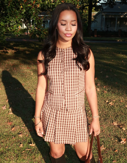 Plaid mini skirt set