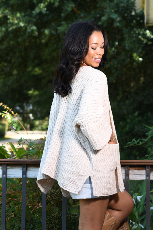 Knit cardigan, mocha