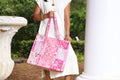 Patched quilted tote, pink