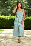 Smocked striped maxi
